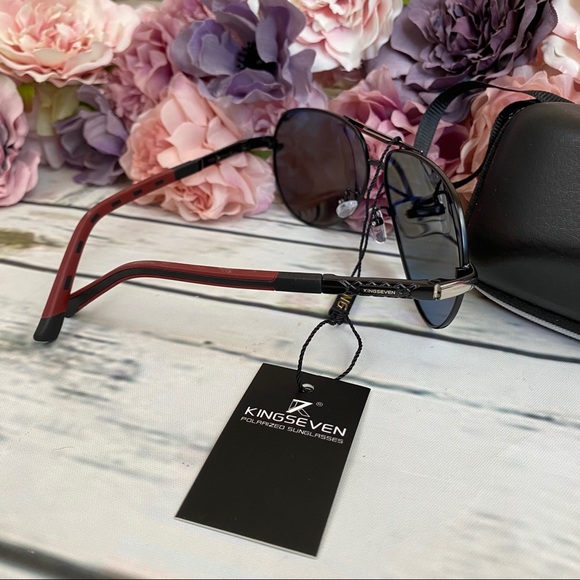 KINGSEVEN Vintage Red Mirrored Polarized Aviator Sunglasses - Picture 12 of 16